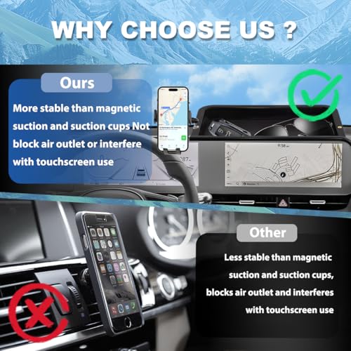 Image of Car Phone Holder Compatible with Hyundai Ioniq 5 2022-2025 Accessories 12.3-Inch Screen Fixed Clip, Cell Phone Mount with Dash Tray Center Console Organizer Hands-Free 360 Rotation