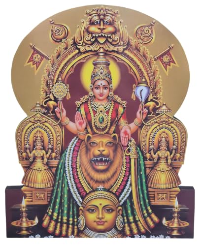 Image of Vils Kollur Goddess Sri Mookambika Devi Divine Holy Blessing Wood & Plastic Photo Frame Cutout with Backstand for Pooja /Gift (4.5 inch X 6 inch)