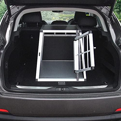 Auto Hundetransportbox große Einzelbox Hundebox Transportbox Gitterbox Fahrzeugbox Kofferraumbox Katzen Hunde Aluminium Trapez