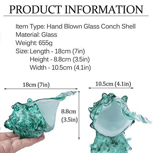 Qfkris Glass Conch Shell, Hand Blown Seashell Art Glass Figurine, Crystal Glass Paperweight, Home Decor Collectible Statue #TOP1