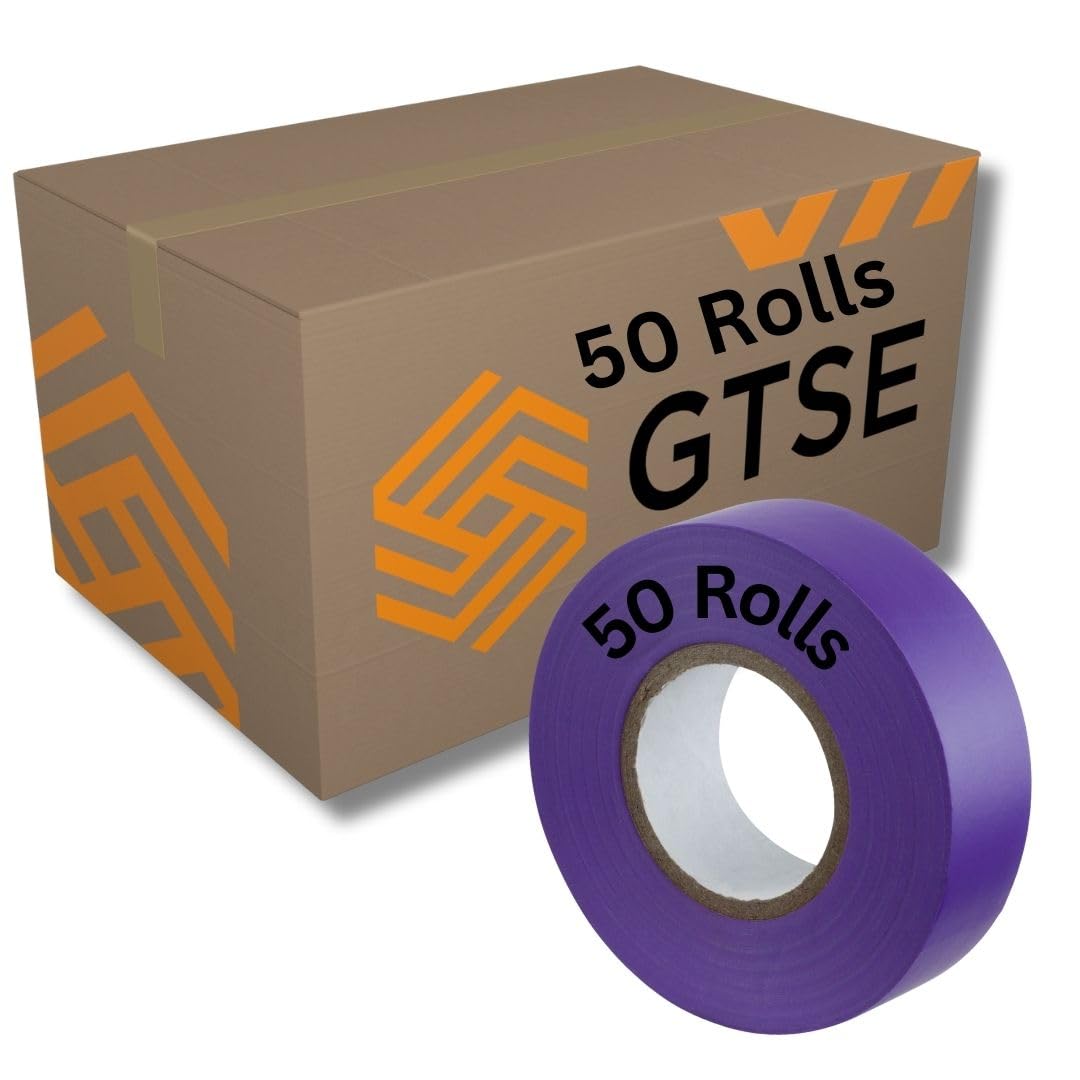 GTSE Purple Electrical Tape, 19mm x 20m, Bulk Box of 50 Rolls, Strong Self-Adhesive PVC Insulation Tape for Insulating, Repairing and Protecting Electrical