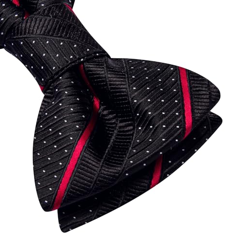 Image of Dubulle Self Tie Bow Ties and Lapel Pin for Men Paisley Solid Mens Bowtie and Handkerchief Cufflinks Set Wedding