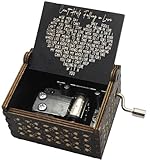 Aokely Can’t Help Falling in Love Music Boxes,Wood Laser Engraved Vintage Hand Cranked Cute Music Box, for Your Loved One's Birthday Valentine's Day Christmas