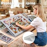 Odchylana deska do puzzli 2 w 1 ze stojakiem i pokrywą, lekka filcowa deska do puzzli z 6 szufladami dla dorosłych, przenośny filcowy stół do puzzli, do 1000 elementów, akcesoria do puzzli