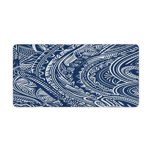 Tapis de bureau polynésien bleu pour organiser votre espace télétravail