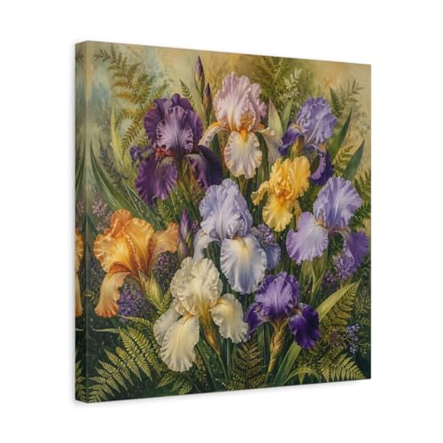 Impression sur toile iris multicolores 40x40 cm cadre salon moderne