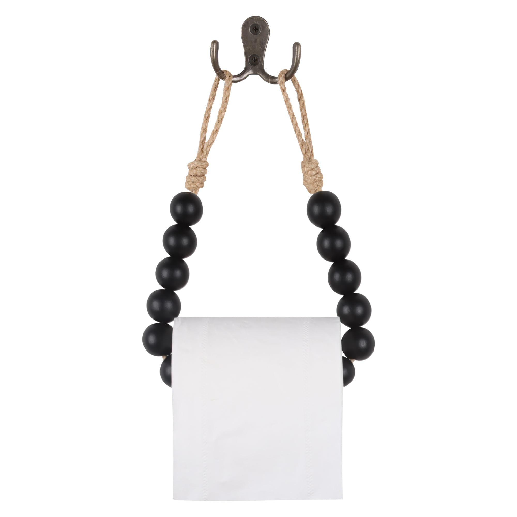 Toilet Paper Holder Wood Bead Toilet Paper Roll Holder, Black