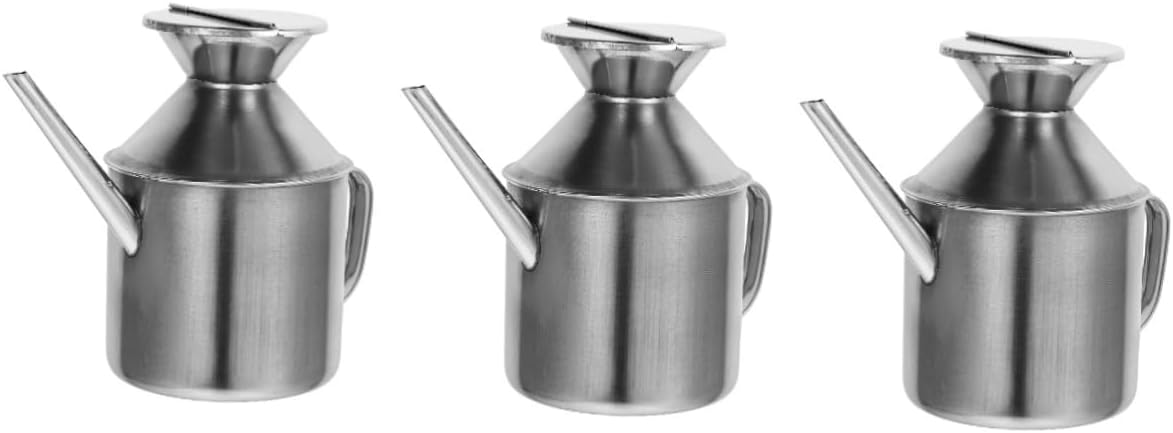Garneck 3pcs Stainless Steel Oil Dispenser Sprayer Oil Spout for Kitchen Accessory