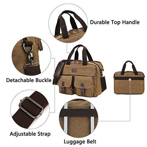 Ravuo Messenger Bag, 15.6 Inch Laptop Briefcases For Men Water Resistant Canvas Travel Laptop Bag Large Business Office Computer Satchel Bag Brown #TOP3