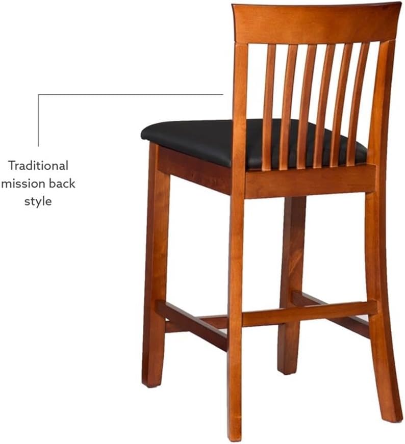Pemberly Row 24" Rubberwood Counter Stool in Cherry - Set of 2