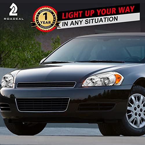 Roadeal Headlights Assembly For 2006 2007 2008 2009 2010 2011 2012 2013 Chevy Impala /2006-2007 Chevy Monte Carlo /2014 2015 Chevy Impala Limited Oe Pair Chrome Housing Gm2502261/Gm2503261 #TOP5