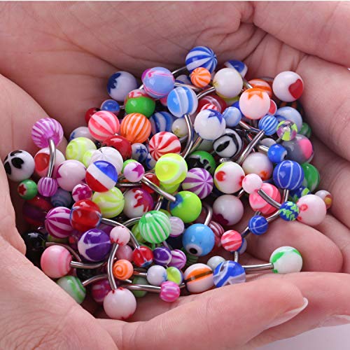 Bodyj4You 60Pc Belly Button Ring Set 14G Mix Cz Black Steel Acrylic Banana Body Piercing Jewelry #TOP2