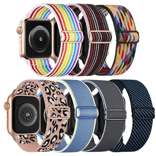 Image of Stretchy Bands Compatible with Apple Watch Band 40mm 38mm 41mm 42mm 44mm 45mm 46mm 49mm Women Men, Nylon Solo Loop Elastic Sport Straps for iWatch Series 11 10 9 8 7 6 5 4 SE 3 Ultra