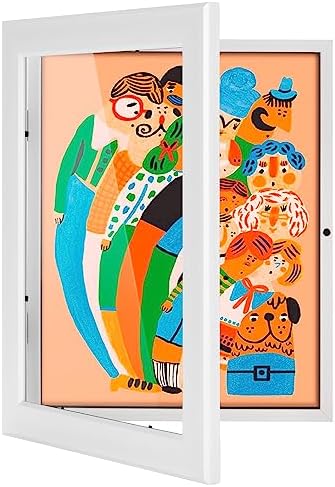 WUIRCCX 8.5x11 Kids Art picture frame,Front Opening with HD Glass,Horizontal and Vertical Art Display For Kids Artwork,Photos,Crafts,Drawing Frame(White,1-Pack)