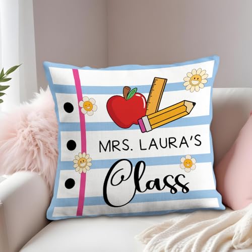 CAPOZEN Personalized Classroom Teacher Pillow with Name – Composition Notebook Teachers Back to School Decoration Gifts (#9)