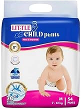 Little Child|Happy Sleep Pant Style Baby Diaper | SIZE M-54, Up to 50% Faster Absorption | All-Night Dryness & Comfort|White Colour