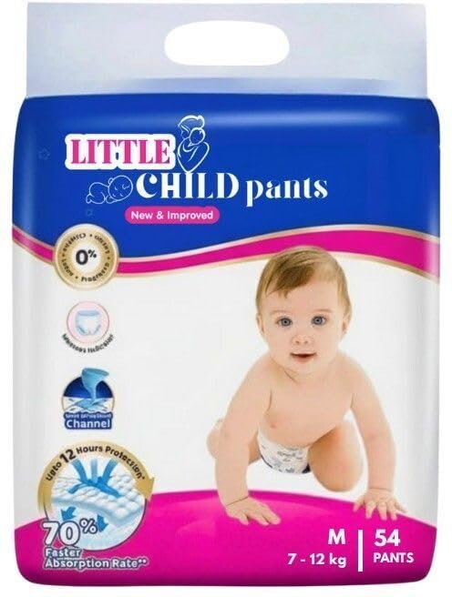 Little Child|Happy Sleep Pant Style Baby Diaper | SIZE M-54, Up t...