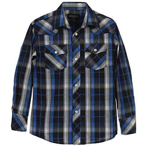 Image of Gioberti Boys Casual Western Plaid Long Sleeve Pearl Snaps Shirt