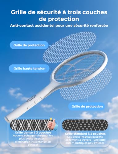 YISSVIC Raquette Électrique Insectes 4000V 1500mAh avec Base Rechargeable – vue 5