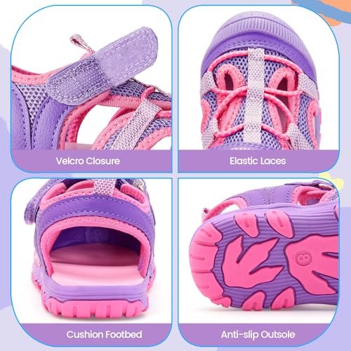 Image of Boys & Girls Sandals Lightweight Closed-Toe Kids Water Shoes for Summer - Athletic Sport Outdoor Beach Sandals for Unisex Child (Toddler /Little Kid) - Blue 4 Toddler