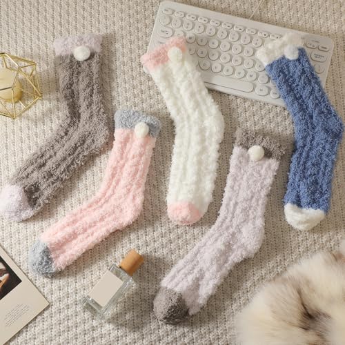 Image of 5 Pairs Fuzzy Socks for Women, Winter Warm Womens Super Soft Cozy Socks