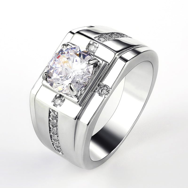 Yarrzhen 925 Sterling Silver Moissanite Rectangular Ring - Silver Size 8 Prong Setting Eternity Style Unisex 1 Stone 5g