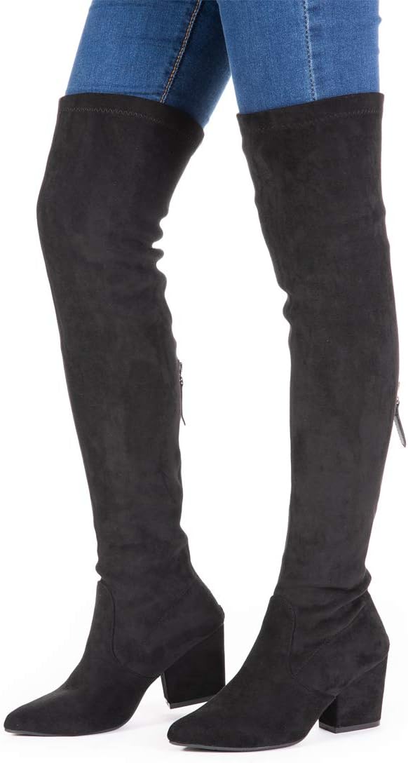 N.N.G Women Over the Knee Boots Thigh High Suede Block Winter Low Above Flat Long OTK Comfort Pointed toe - Image 5