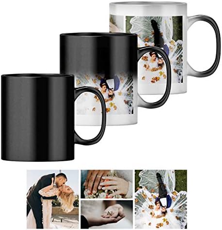 Personalised Heat Change Mug with Two Photo Collage (11oz) Personalise 2 Photos. Magic Heat Collage Photo Mug Gift