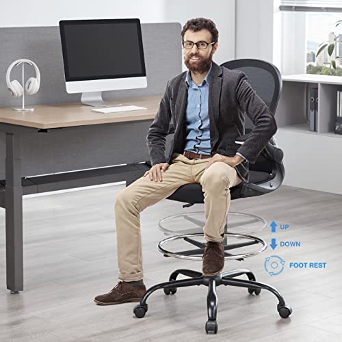 Fefances Drafting Chair Tall Office Chair For Standing Desk Chair Adjustable Height Stool Chair Black #TOP1