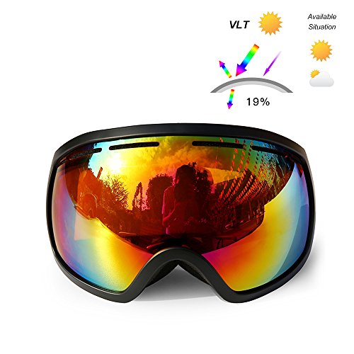 DECDEAL Esqui de inverno Goggle UV400 Proteção Dual Lens Snowboard Goggles OTG Esférico Anti-neblina