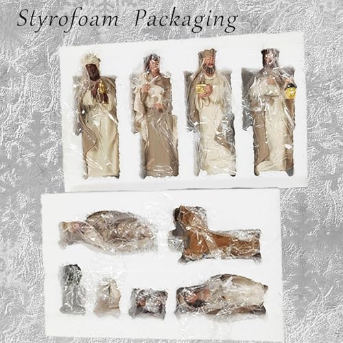 Kambanan 11PCS Nativity Set for Christmas Nativity Scene Resin Figurine Set, Birth of Jesus Ornament, Hand-Painted Holy Family Manger Scene Tabletop Collection Gifts for Christmas Indoor Decor