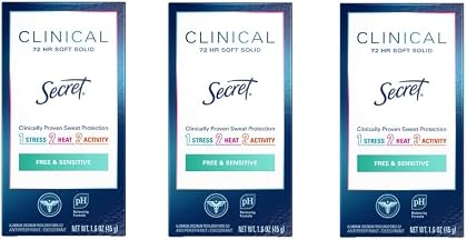Secret Clinical Strength Soft Solid Sensitive Unscented Deodorant, 1.6 oz (Pack of 3)