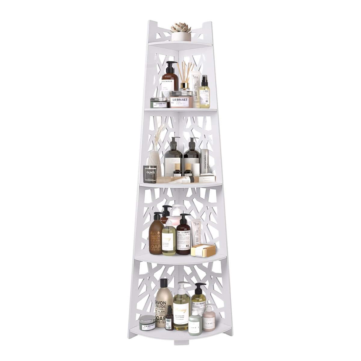 WCGTEK Shower Caddy Corner Organizer detachable Standing Shower Caddy with 5 Tier L-shaped Shelves Plastic Rust Resistant Bathroom