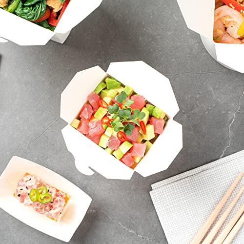 Restaurantware Chinese Take Out Boxes 200 Pack of 8 oz Grease-resistant Party Take Out Food Containers Disposable Stackable Asian Square White Paper To Go Boxes For Restaurants by Restaurantware - Image 6
