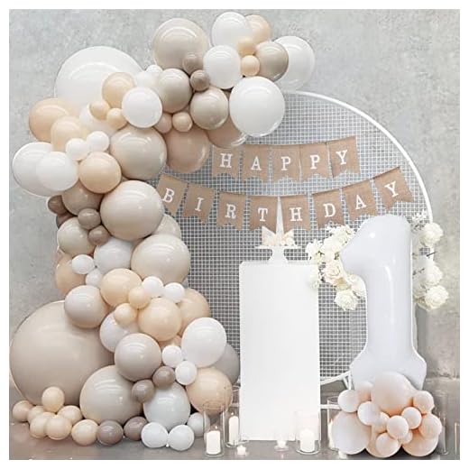 Decoracion Cumpleaños 1 Año Niño Niña, Globos de Cumpleaños 1 año, Globos Guirnalda Arco Blanco Arena para Niña Niño Infantil Decoracion 1 año Cumpleaños, Baby Shower, Fiesta de Primer Cumpleaños
