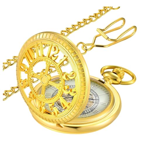 MJSCPHBJK Vintage Pocket Watch with Chain Simulate Mechanical Design Roman
