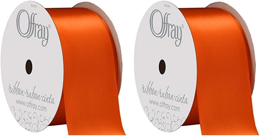 Berwick Offray 950647 - Cinta de satén de una cara de 1.5 pulgadas de ancho, naranja torrido, 4 yardas (paquete de 2)