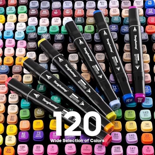 Image of Finaxo Colors Art Markers Sketch Pen Dual Tip Artist Art Marker Vibrant Colors Set For Coloring Sketching Drawing Painting,Twin Head Permanent Sketch Markers Pen With Carry Case,Multicolor (120)