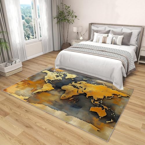 Tapis de salon moderne 200x300cm style carte du monde abstrait - 4