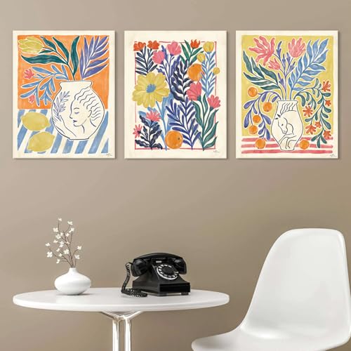 7Fisionart Flower Market Wall Art Floral Room Decor Boho Canvas Poster Prints Botanical Plant Pictures Aesthetic Minimalist Colorful Painting for Cute Girl Bedroom Living Room 12"x16"x3pcs