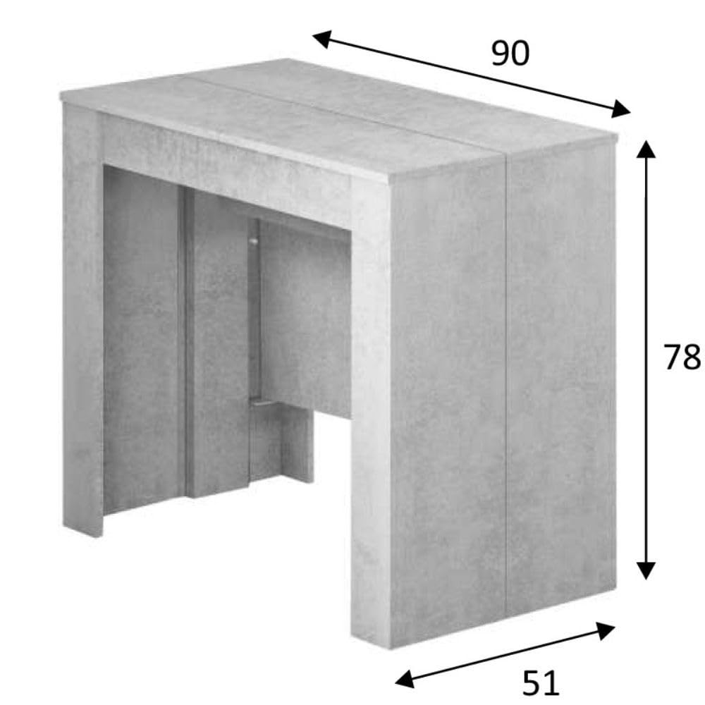 Habitdesign – Mesa Extensible para Comedor, Mesa Ampliable para Salón o Cocina - 5 Posiciones y hasta 10 Comensales - Gris Cemento - 50-235x90x78 cm - Modelo Consola