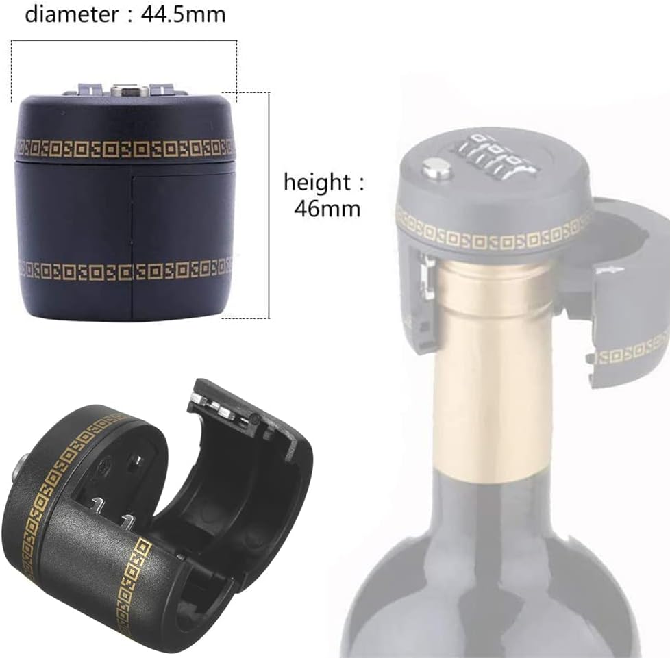 Wine Bottle Security Lock with 3-Digit Combination Code, Reusable Leak-Proof Stopper for Wine & Liquor Bottles, Child-Safe Alcohol Prevention Lock (26-28mm Neck Fit) (Types1, 30, Count)