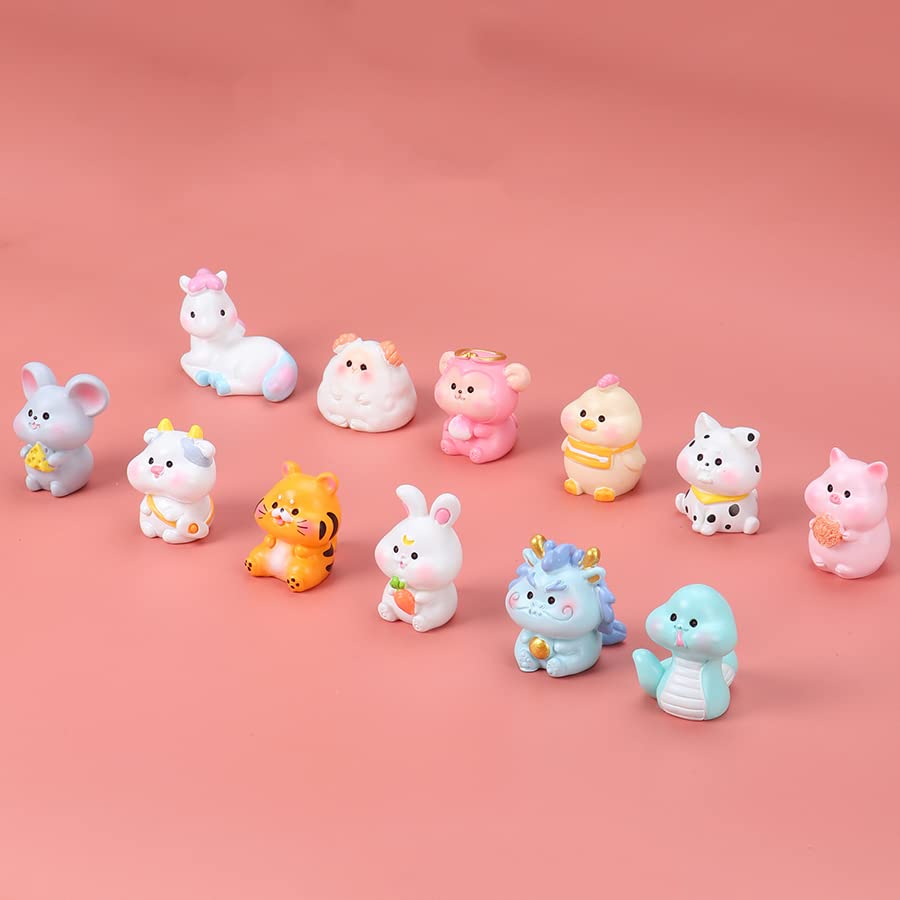 Amazon.co.jp: 12干支 可愛い 動物 ミニ動物フィギュア 激カワ 置物