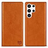 ZZXX for Samsung Galaxy S23 Ultra Wallet Case with [RFID Blocking] Card Slot Stand Strong Magnetic Leather Flip Fold Protective Phone Case for Samsung Galaxy S23 Ultra Case Wallet(Brown-6.8 inch)