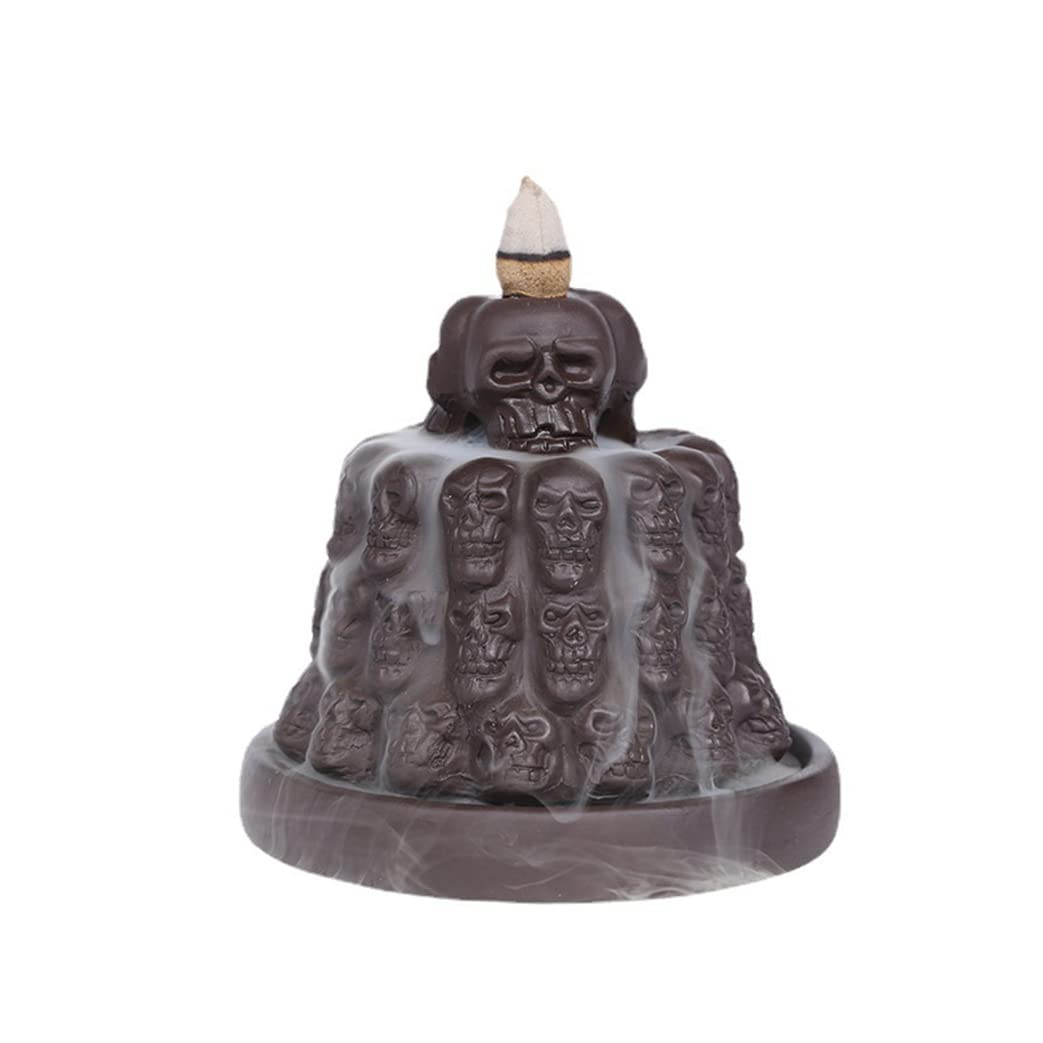 Brûleur d'encens crâne à reflux cascade en sable violet pour déco