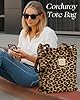 Miss Adola Cute Corduroy Tote Bag - Reusable Totes with Magnetic Buckle & Pocket Aesthetic Design Corduroy Women's Handbags for Work Travel Shopping Grocery Bags, Leopard Print #5