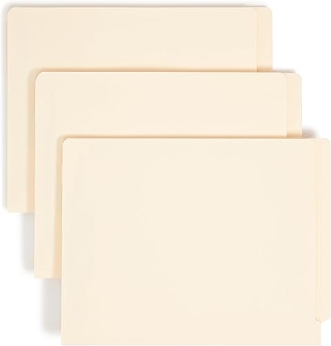 Smead Carpetas de archivos con cierre de pestaña final, 50 unidades, Manila, pestañas reforzadas de corte recto, 4 sujetadores, tamaño carta (34220)