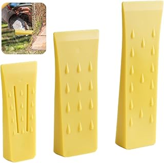 Solid Abs Plastic Spiked Tree Wedges, 3 Pcs 15/20/25Cm Tree Cutting Angled Wedges, Tree Felling Wedges for Bucking, Felling, Chainsaw Logging Supplies, Yellow