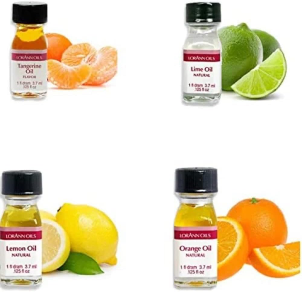 LorAnn SS 4 pack Citrus Flavor Mix ( tangerine Oil, Lime Oil, Lemon Oil. Orange Oil) - 1 dram bottle (.0125 fl oz - 3.7ml) Bottles