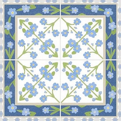 HOMETITUTE 10PCS 12x12 Inch Blue and Green Floral Tile Pattern Floor Tiles Peel and Stick Removable Self Adhesive DIY Vinyl Flooring Stickers for Kitchen Bathroom Living Room Entryway Home Decor